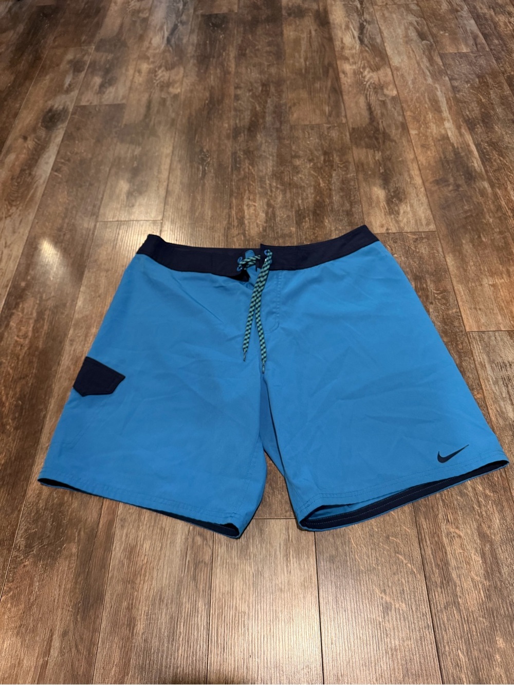 Nike Men's Blue Swim Board Shorts with Navy Waistband